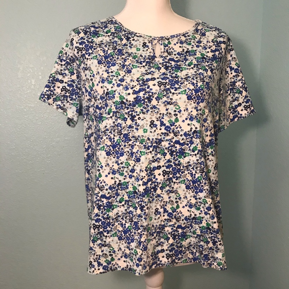 White Stag Tee Shirt, White w/Blue  Floral